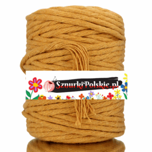 Sznurek bawełniany skręcany MUSZTARDOWY 10m 5mm
