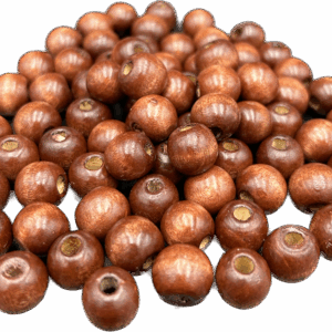 Korale koraliki drewniane brązowe kule naturalne