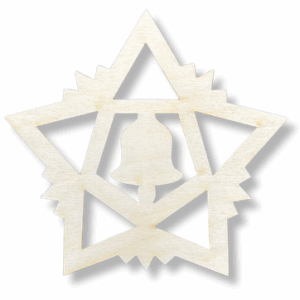 Drewniana gwiazdka gwiazda dzwonek zawieszka dekor ze sklejki decoupage 1szt