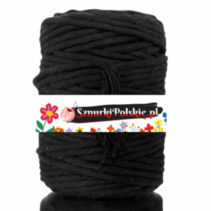 Sznurek bawełniany skręcany CZARNY 10m 5mm