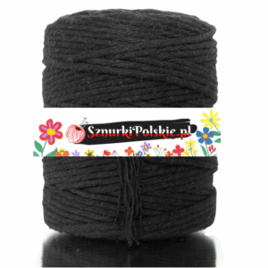 Sznurek bawełniany skręcany CZARNY 20m 3mm