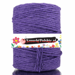 Sznurek bawełniany skręcany LAWENDOWY 20m 3mm