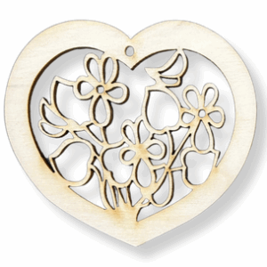 Drewniane serce serduszko kwiaty ażur zawieszka ze sklejki decoupage dekor 1szt