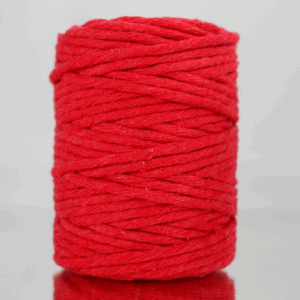 Sznurek bawełniany skręcany CZERWONY 50m 5mm