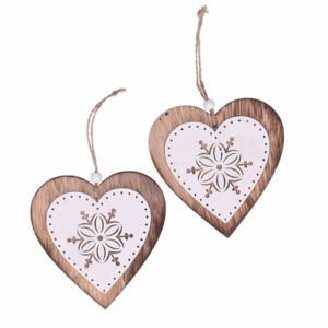 Drewniana zawieszka serce 2szt.