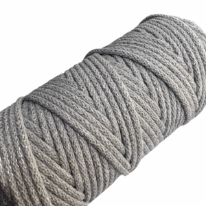 WAS Sznurek bawełniany z rdzeniem srebrna nitka szary 100m 5mm WAS