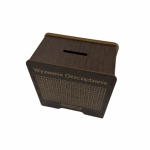 Skarbonka wykreślanka WYZWANIE OSZCZĘDZANIE kolor WENGE