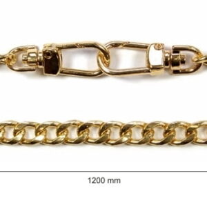 Łańcuszek do torebki z karabińczykiem 120 cm złoty