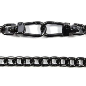 Łańcuszek do torebki z karabinczykiem 120 cm czarny nikiel