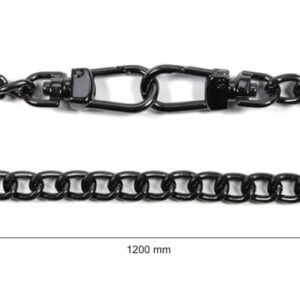 Łańcuszek do torebki z karabinczykiem 120 cm czarny nikiel