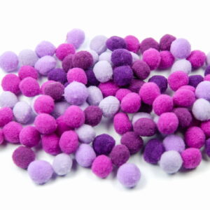 Pompony 1 cm 100 sztuk FIOLETOWE