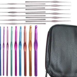 Szydełka w piórniku 22 szt zestaw czarny piórnik