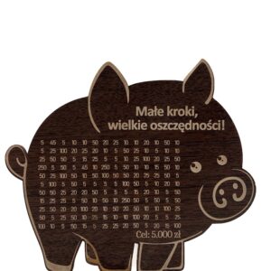 Świnka Skarbonka MAŁE KROKI WIELKIE OSZCZĘDNOŚCI kolor WENGE