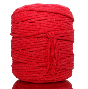 Sznurek bawełniany skręcany CZERWONY 100m 5mm