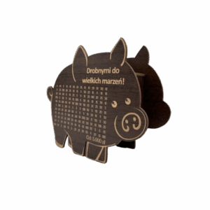 Świnka Skarbonka DROBNYMI DO WIELKICH MARZEŃ kolor WENGE