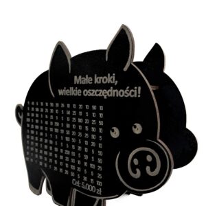 CZARNA Świnka Skarbonka MAŁE KROKI WIELKIE OSZCZĘDNOŚCI