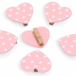 Spinacze serca klamerki serca różowe 5cm 6szt
