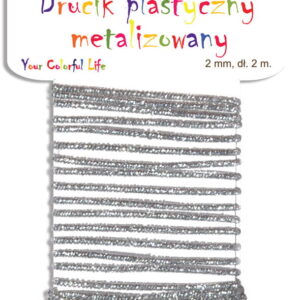 Drucik drut plastyczny metalizowany srebrny 2m