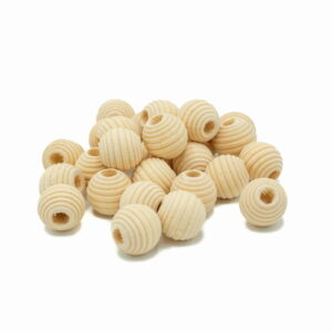 Korale koraliki drewniane żebrowane naturalne ul