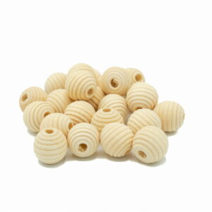 Korale koraliki drewniane żebrowane naturalne 18mm