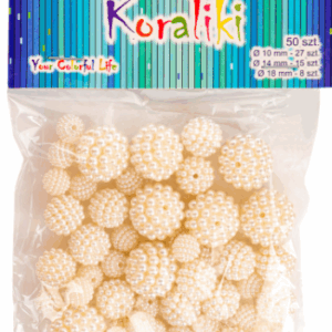 Korale koraliki perłowe plastikowe mix rozmiarów