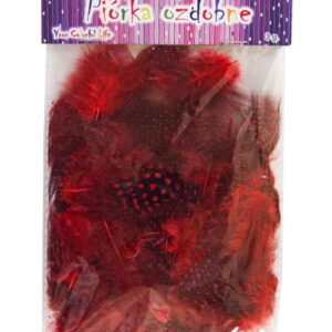 Piórka ozdobne dekoracyjne nakrapiane czerwony