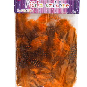 Piórka ozdobne dekoracyjne nakrapiane pomarańczowe