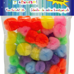 Pompony akrylowe z otworem pluszowe kuleczki mix