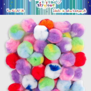 Pompony akrylowe pluszowe kuleczki wielobarwne mix