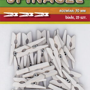 Klamerki spinacze drewniane ozdobne białe mini