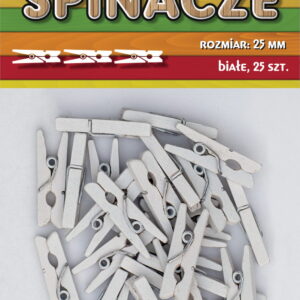 Klamerki spinacze drewniane ozdobne białe mini