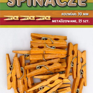Klamerki spinacze drewniane ozdobne metalizowane
