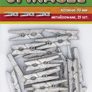 Klamerki spinacze drewniane ozdobne metalizowane