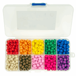 Korale koraliki drewniane zestaw do makramy kolor