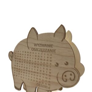 Świnka Skarbonka WYZWANIE OSZCZĘDZANIE drewno
