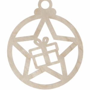 Drewniana bombka gwiazda gwiazdka prezent zawieszka na choinkę ze sklejki