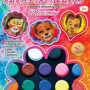 Farby do malowania twarzy 12 kolorów + akcesoria