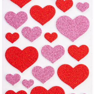 Naklejki piankowe z brokatem serca