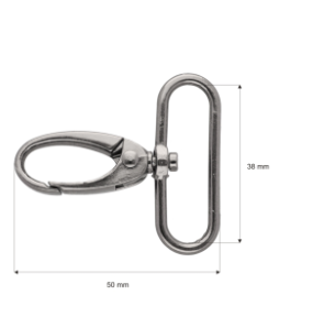 Karabińczyk metalowy 38 mm krab nikiel czarny