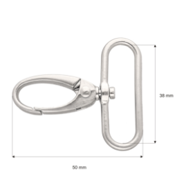 Karabińczyk metalowy 38 mm krab nikiel mat