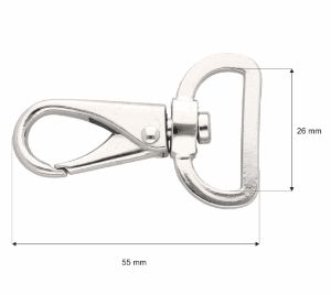 Karabińczyk metalowy 26 mm nikiel połysk brelok