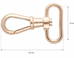 Karabińczyk metalowy 32mm jasnozłoty brelok złoto