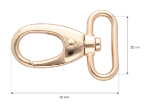 Karabińczyk metalowy 32mm jasne złoto złoto brelok