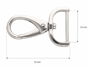 Karabińczyk metalowy 25mm nikiel srebro brelok