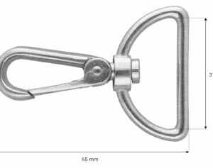 Karabińczyk metalowy 37mm nikiel połysk brelok