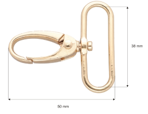 Karabińczyk metalowy 38mm krab złoto brelok