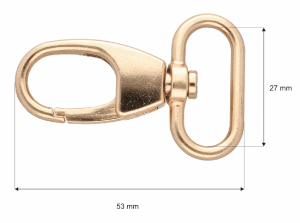 Karabińczyk metalowy 27mm jasne złoto brelok złoto