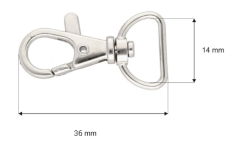 Karabińczyk metal 14mm rybka nikiel brelok 10szt