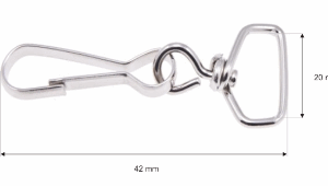 Karabińczyk metalowy 20mm nikiel prosty brelok 2szt