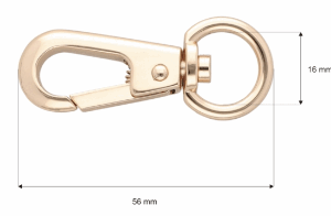 Karabińczyk metalowy 15mm jasne złoto brelok złoto